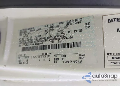 2006 Ford E-250 Commercial/Recreational z USA, uszkodzony, nr VIN 1FTNE24W96HB25008